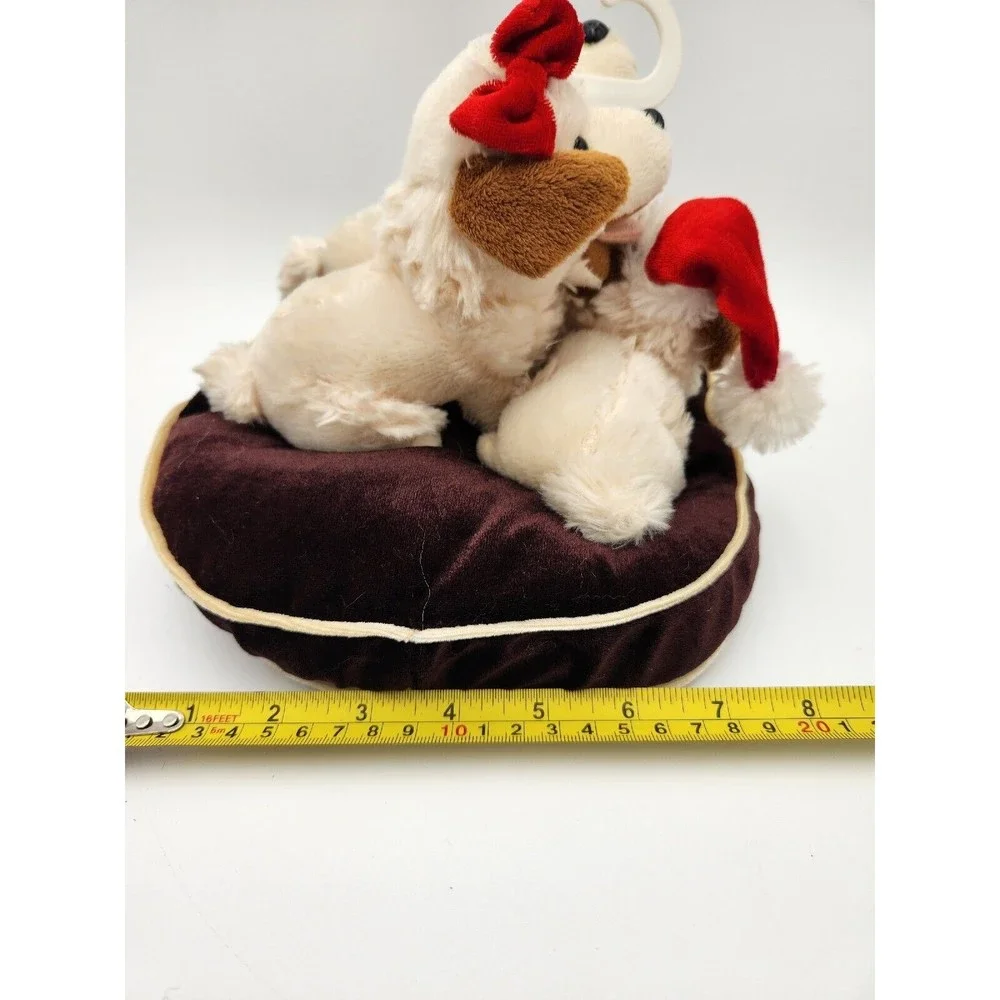 Christmas Plush 3 Puppies Sitting On Pillow Dan‎ Dee Yellow Dogs